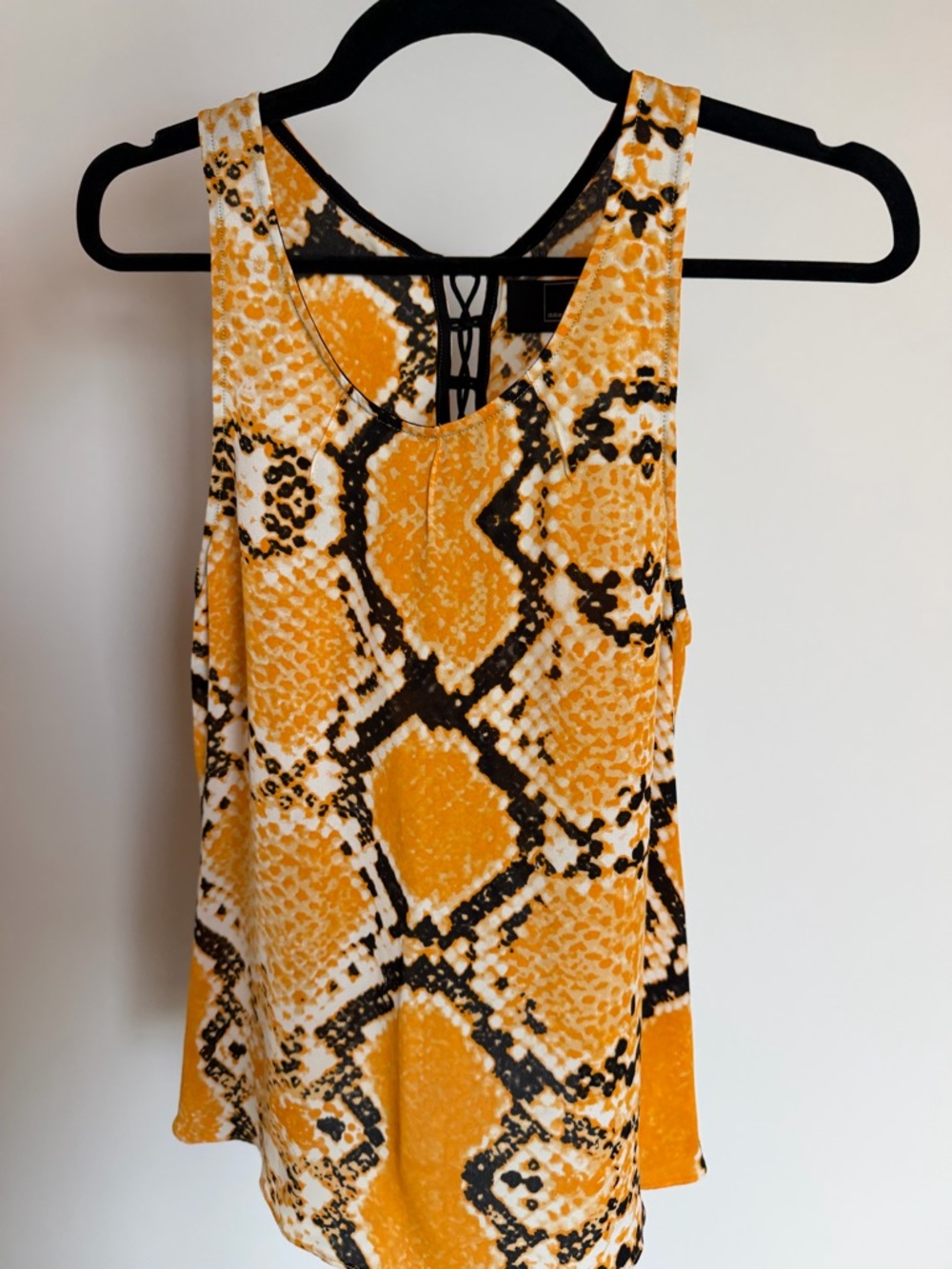 Dolce Vita Yellow & Black Snake-Print Tank with Lattice Back